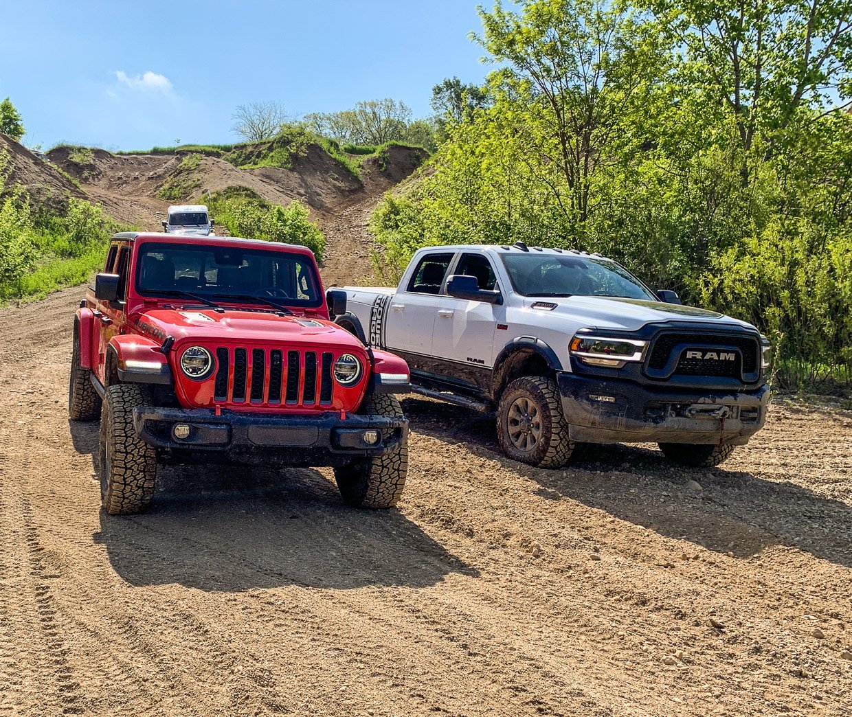 Off-roading the Jeep Gladiator and Ram 2500 Power Wagon at Badlands Park