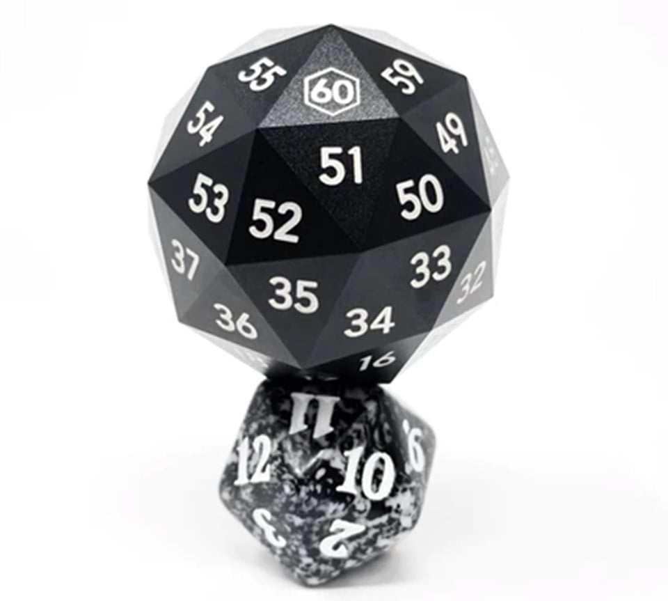 These Aluminum RPG Dice Have 60 Sides