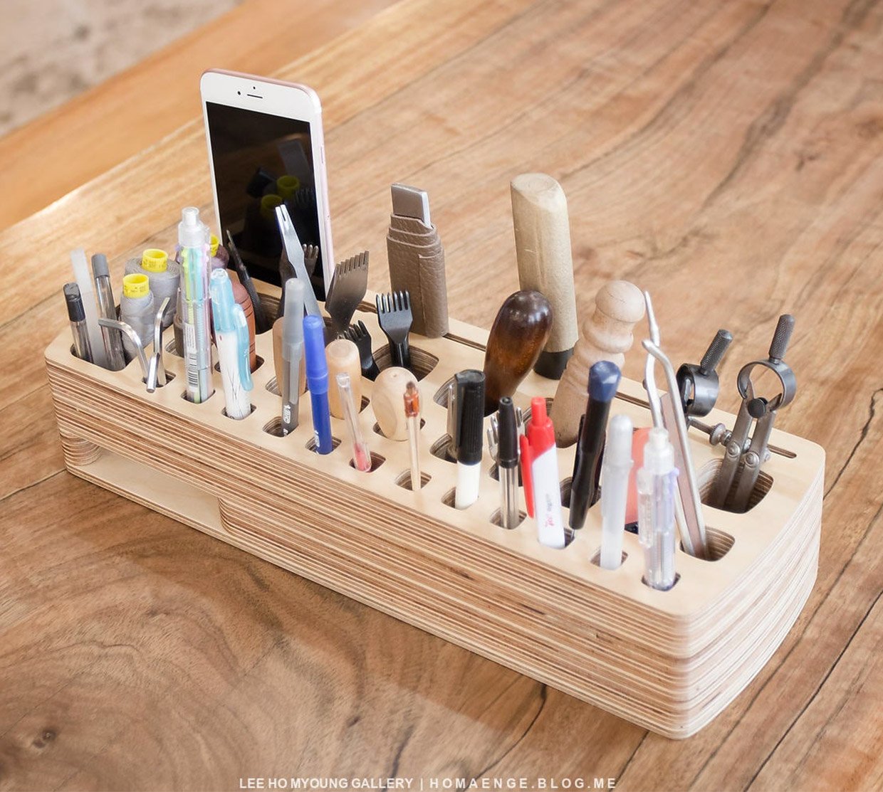 Wooden Tool and Pen Rack