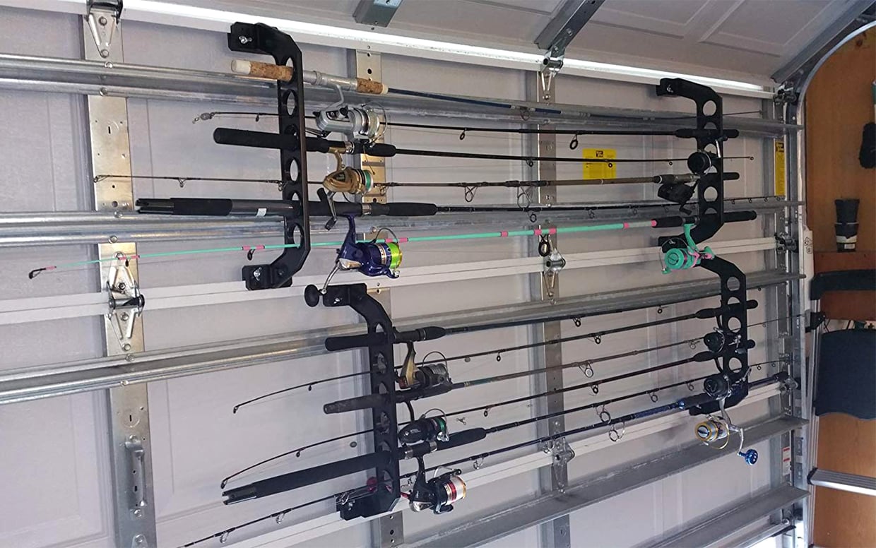 Store Your Fishing Rods on the Back of Your Garage Door