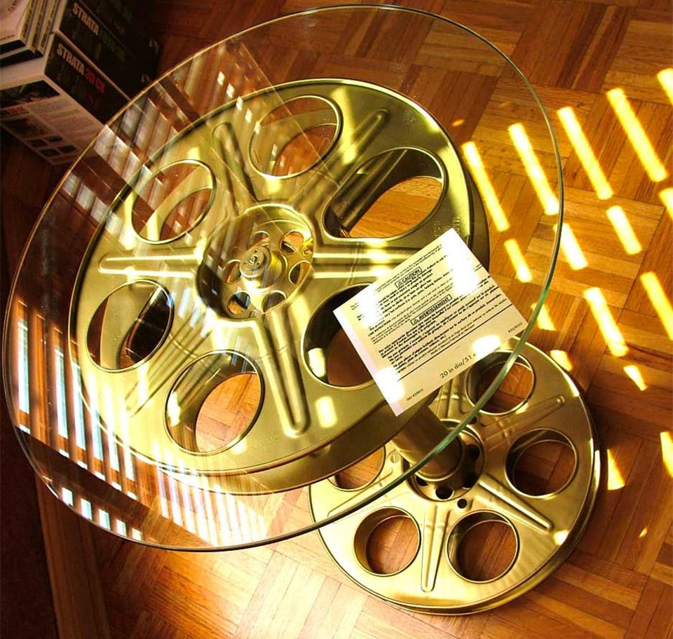 These Home Theater Tables Are Made from Real 35mm Film Reels