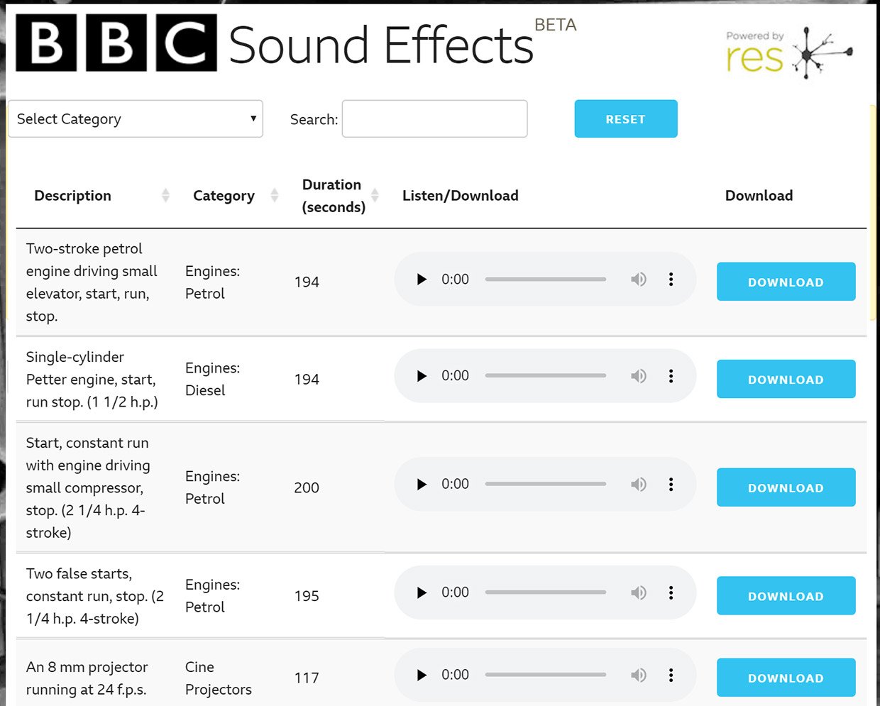 BBC Sound Effects Library
