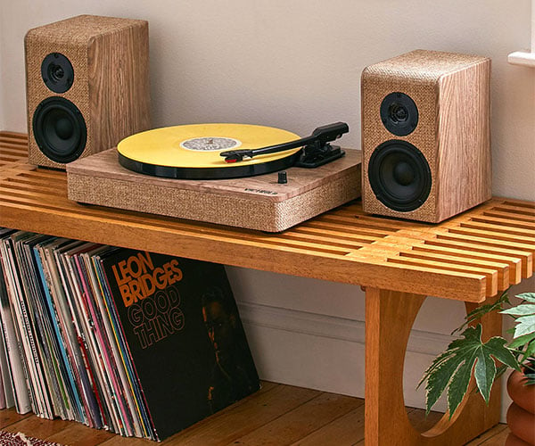 Wood and Linen Record Player