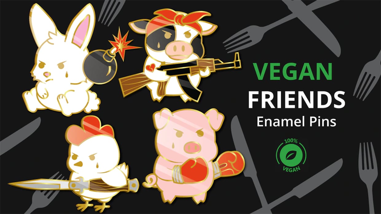 Vegan Friends Enamel Pins