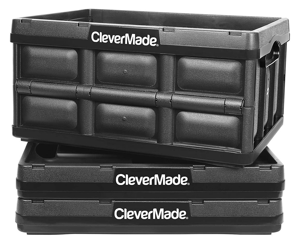 CleverMade MilkCrates Plastic 25L Collapsible Utility Crate, Black