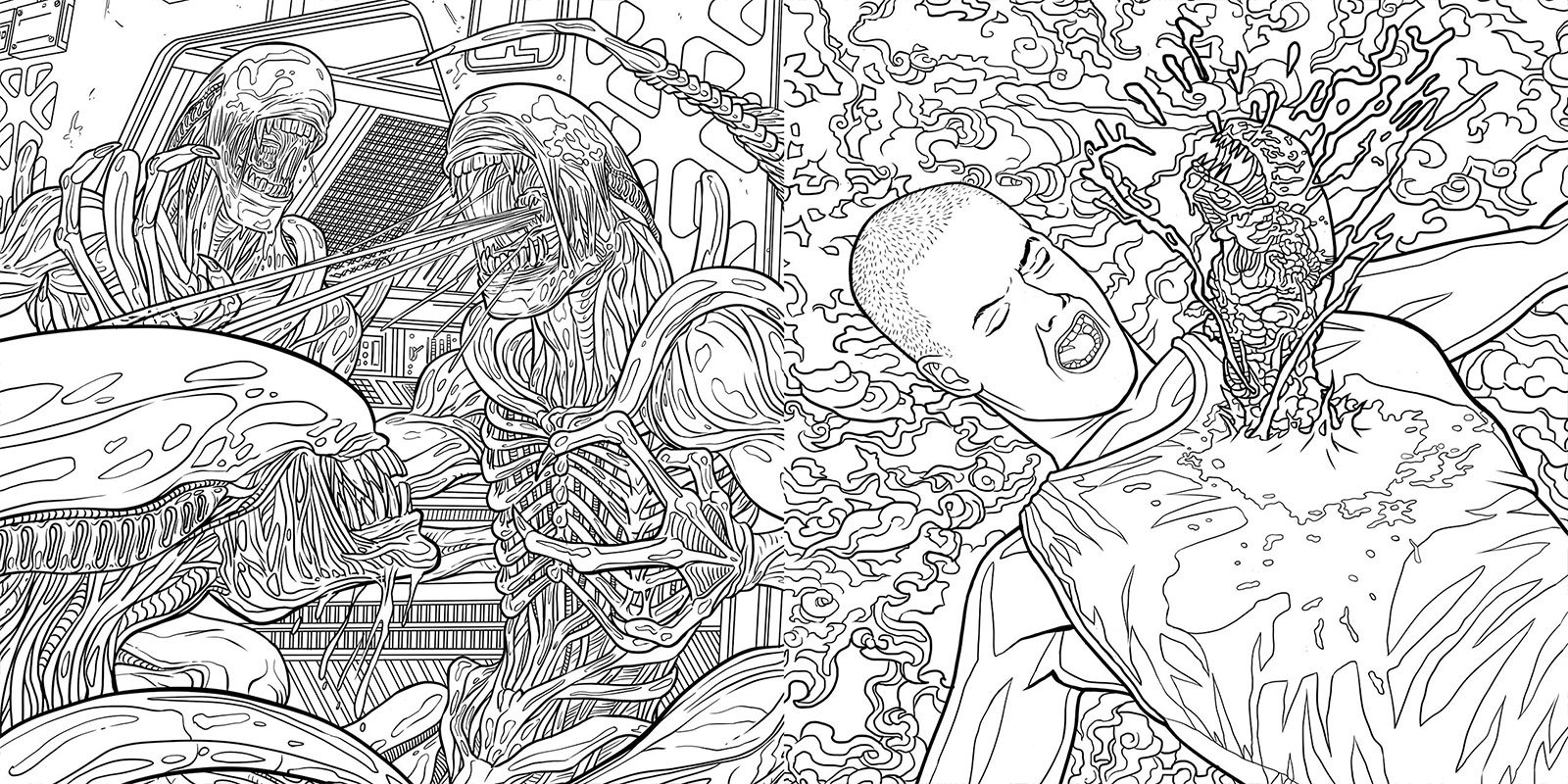 Color in Some Xenomorphs in "Alien: The Coloring Book"