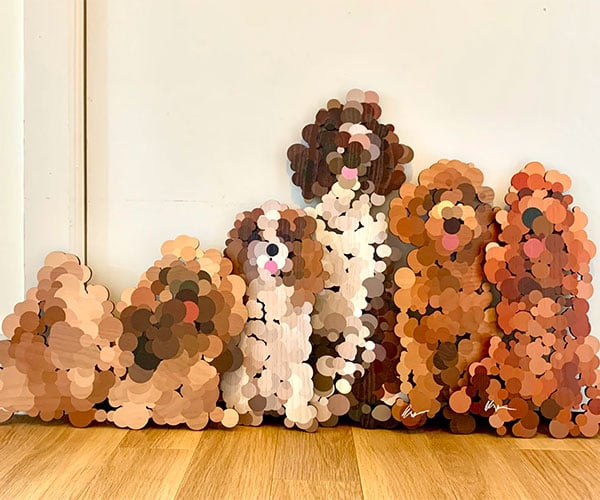 Pointilist Dog Wall Sculptures