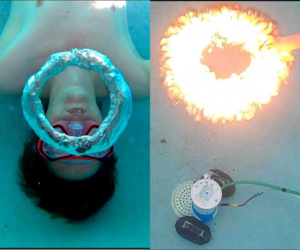 Blowing Underwater Fire Rings