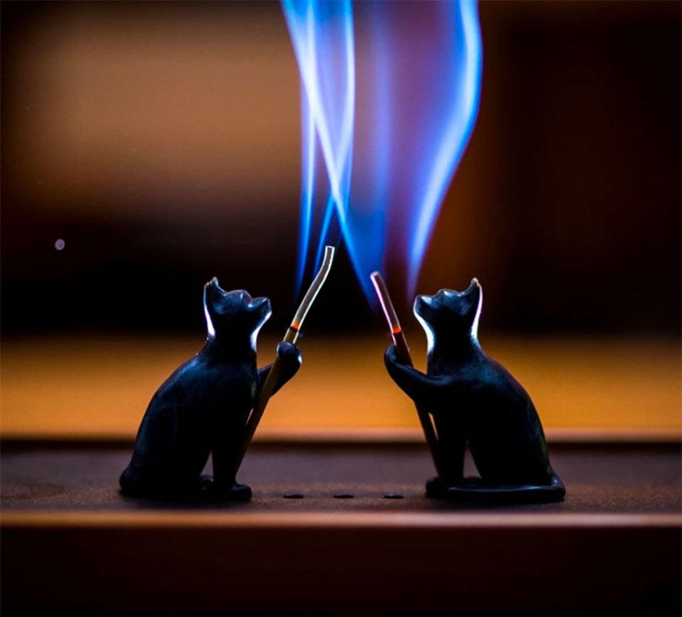 Brass Cat Incense Burner