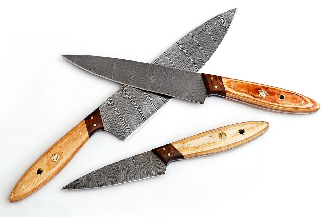 Hand-Forged Damascus Steel Chef Knife Set