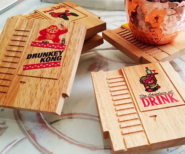 Game Cartridge Wood Coasters