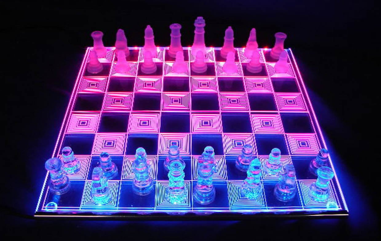 This Unique Acrylic Chess Set Lights Up With Colors