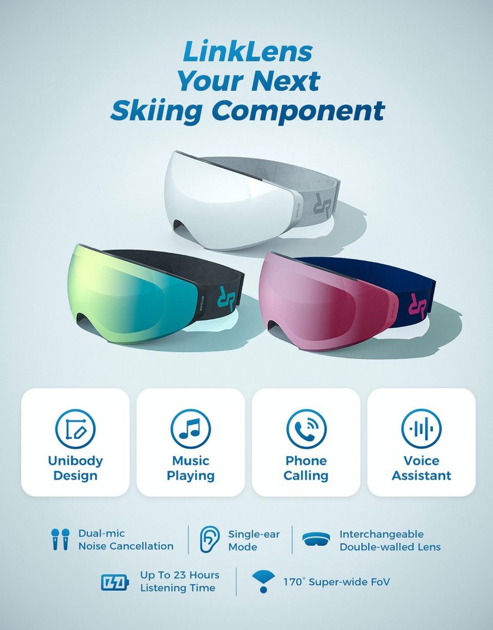 LinkLens Audio Snow Goggles