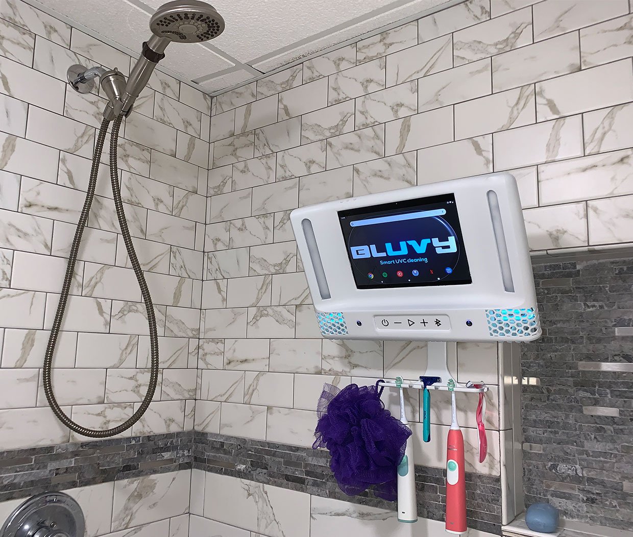 The Bluvy Is A Fogless Shower Mirror Android Tablet And Bluetooth 