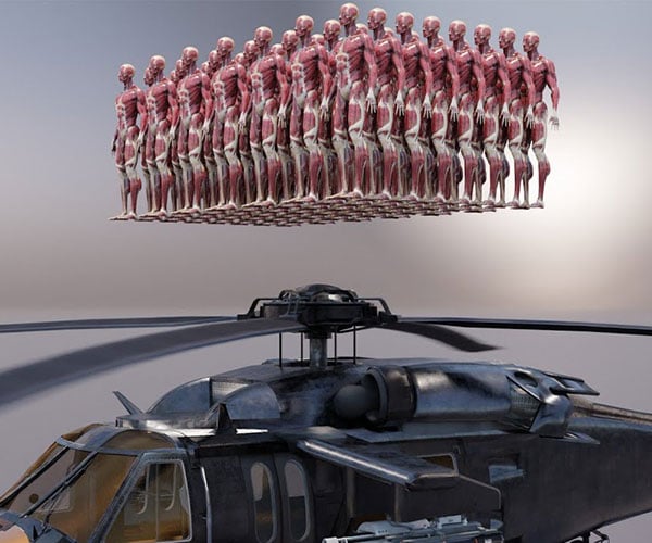 Crowd vs. Helicopter Simulation