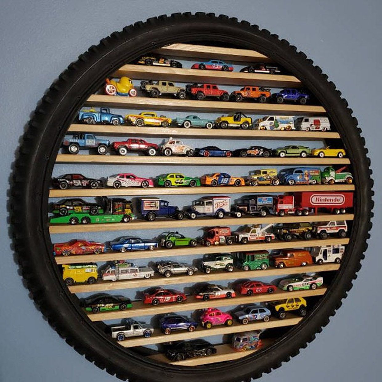 Matchbox car best sale wall display