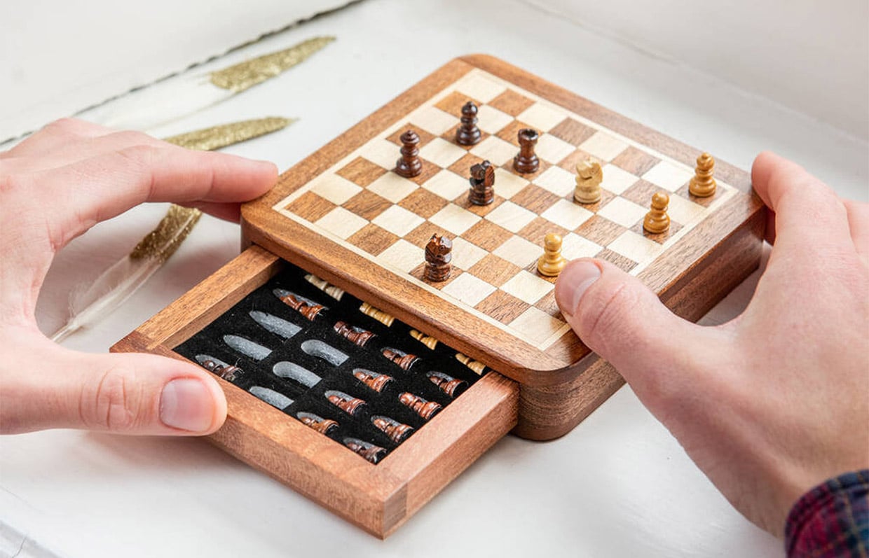 Mini Wood Travel Chess Set
