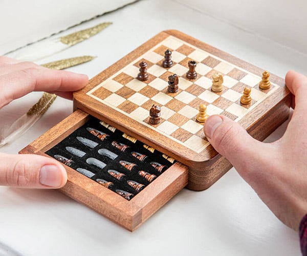 Personalised Leather Travel Chess Set 