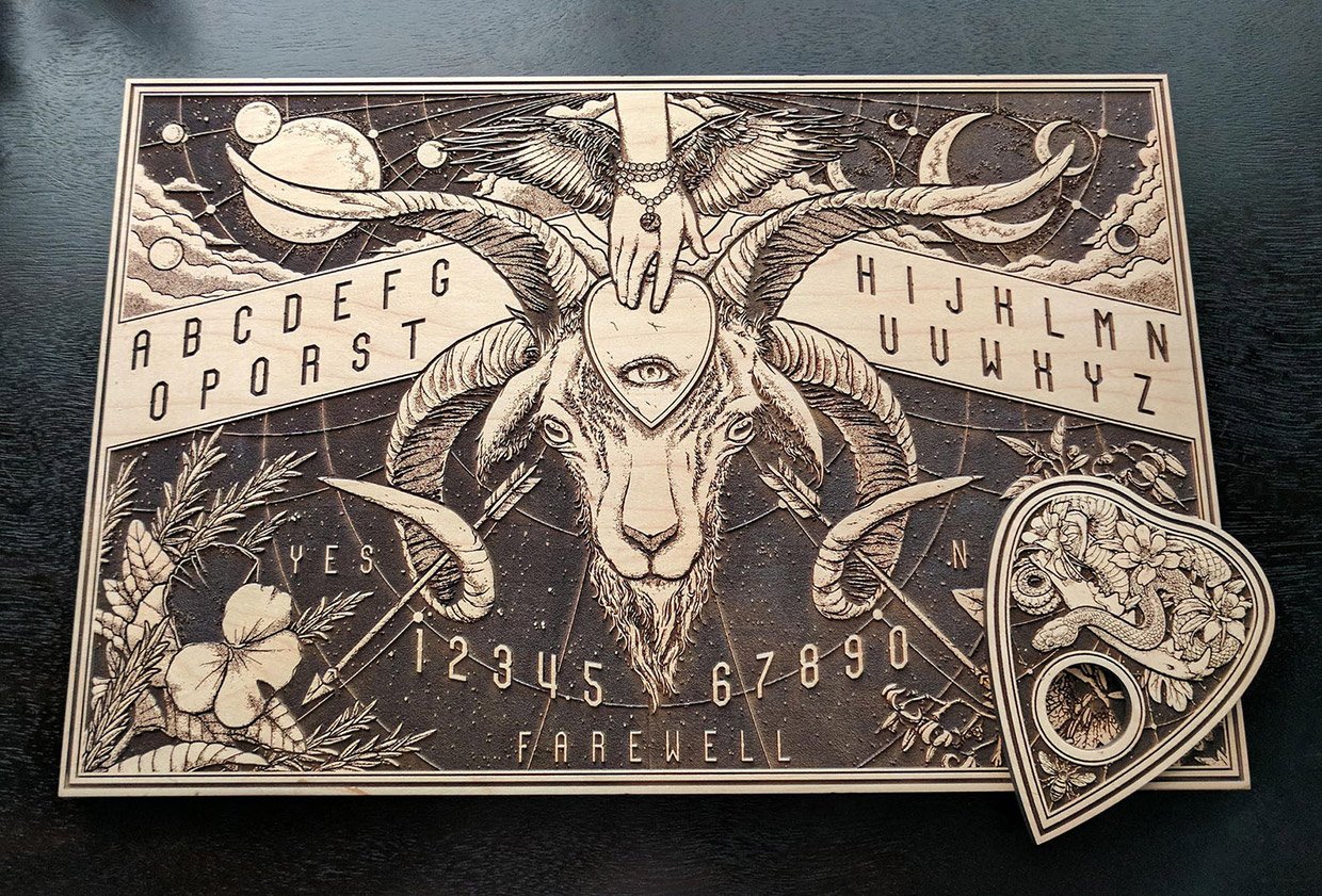 Laser-carved Ouija Board