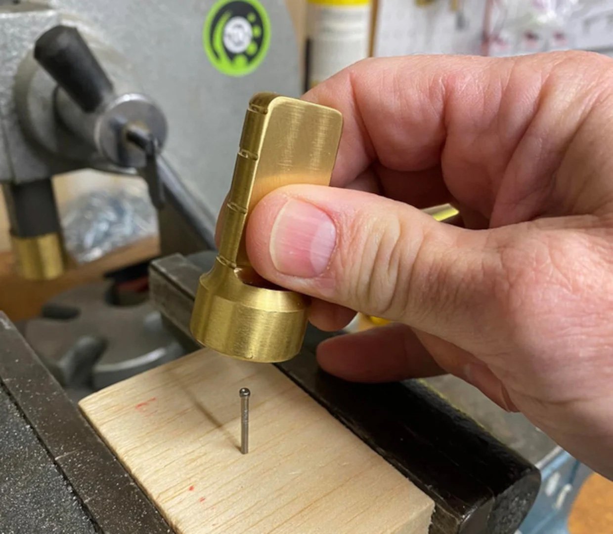 Making a brass hammer on the wood lathe 