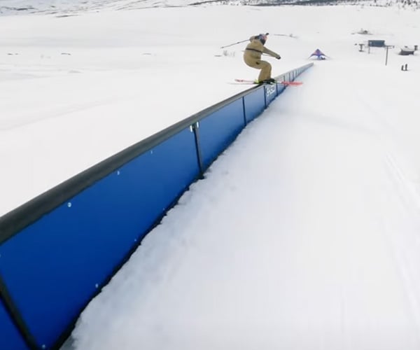 Longest Rail Slide on Skis