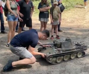 Man vs. RC Tank