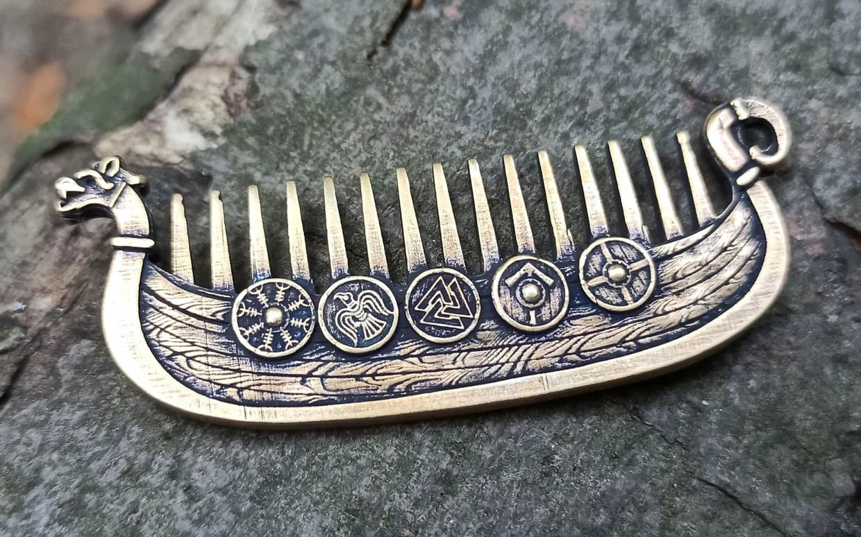 Viking Longship Beard Comb