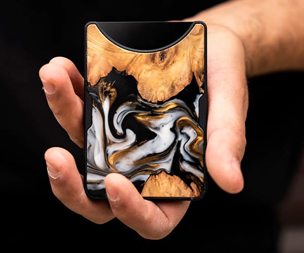 Carved Alloy Wood+Resin Wallets