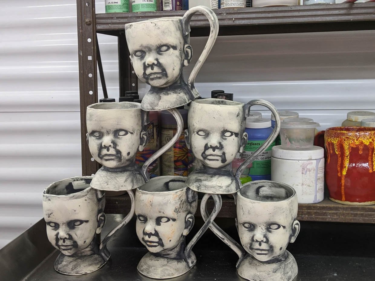 Creepy Baby Head Mugs