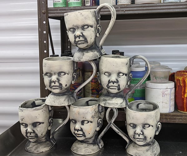 Creepy Baby Head Mugs