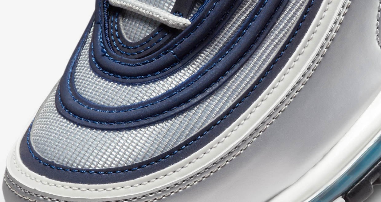 Nike Air Max 97 Metallic Silver and Chlorine Blue Sneakers