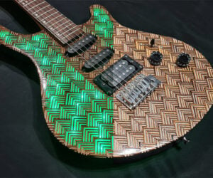 Patterned Plywood Electric Guitar with LEDs