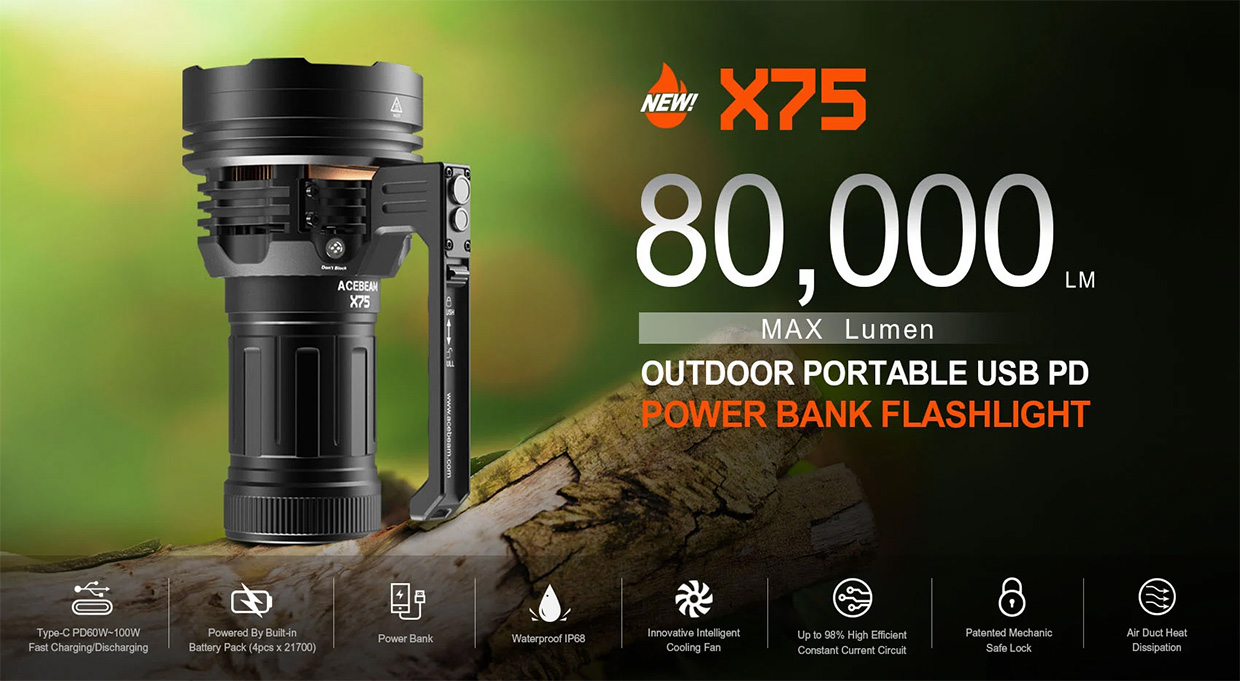 AceBeam X75 Power Bank Flashlight