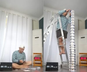 Tallest House of Cards Built in One Hour
