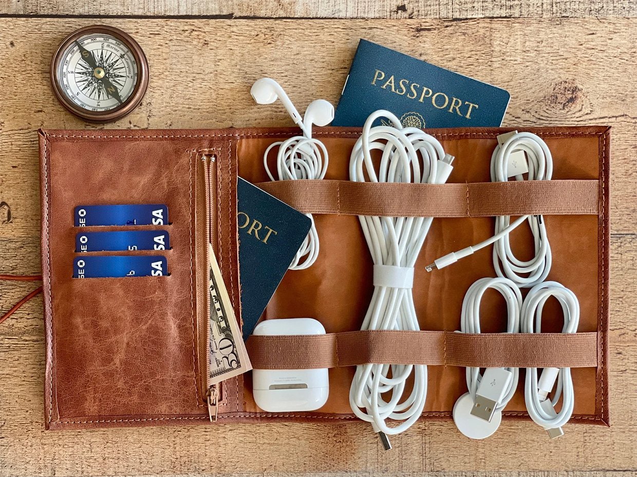 Leather Cable + Travel Organizer