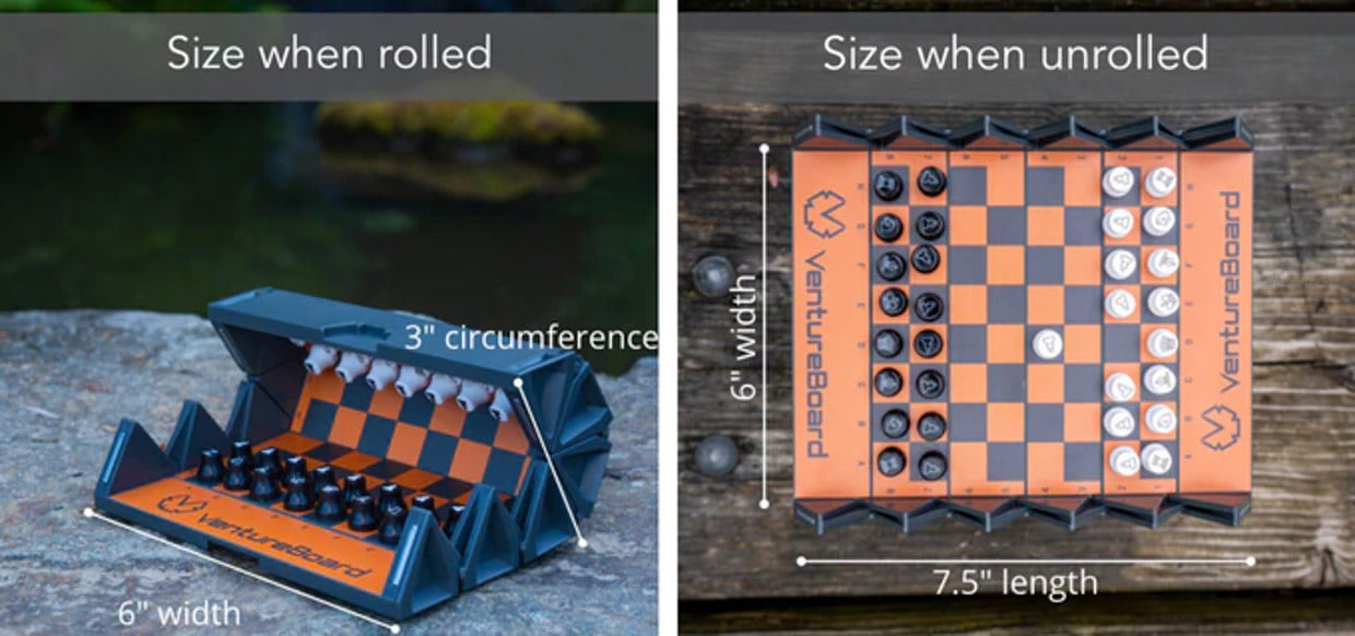 VentureBoard. A compact, magnetic, rollable chess set that saves game  progress. Review – TreeLineBackpacker