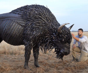 Making a Life-Size Bison Sculpture from Foam + Tires