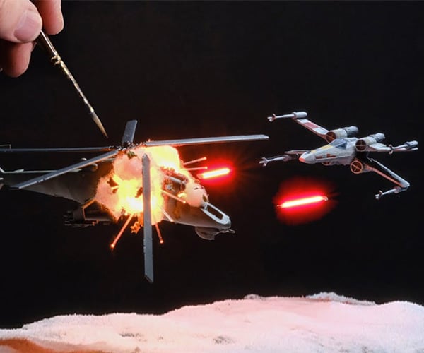 Top Gun: Maverick Helicopter vs. X-Wing Fighter Diorama