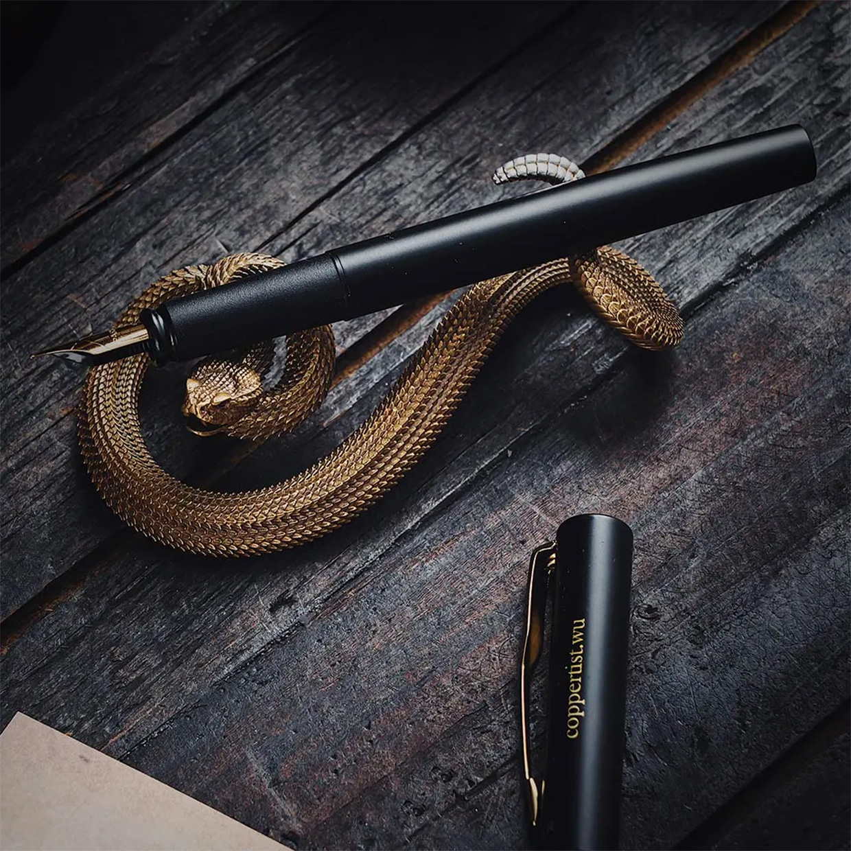 Brass Rattlesnake Pen Holder