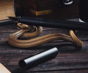 Brass Rattlesnake Pen Holder