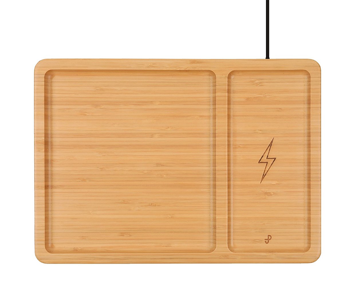 Bamboo Valet Tray + Wireless Charger