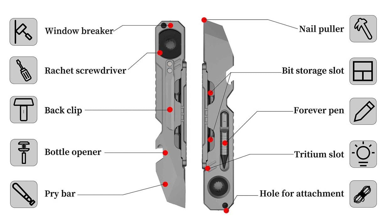 EDC Monster Titanium Multi-function Pry Bar