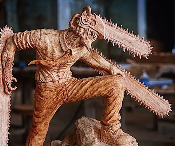 Carving Chainsaw Man with a Chainsaw