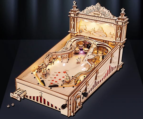 This Flat-Pack Wooden Pinball Machine Actually Plays