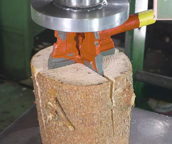 Splitting Wood with a Hydraulic Press