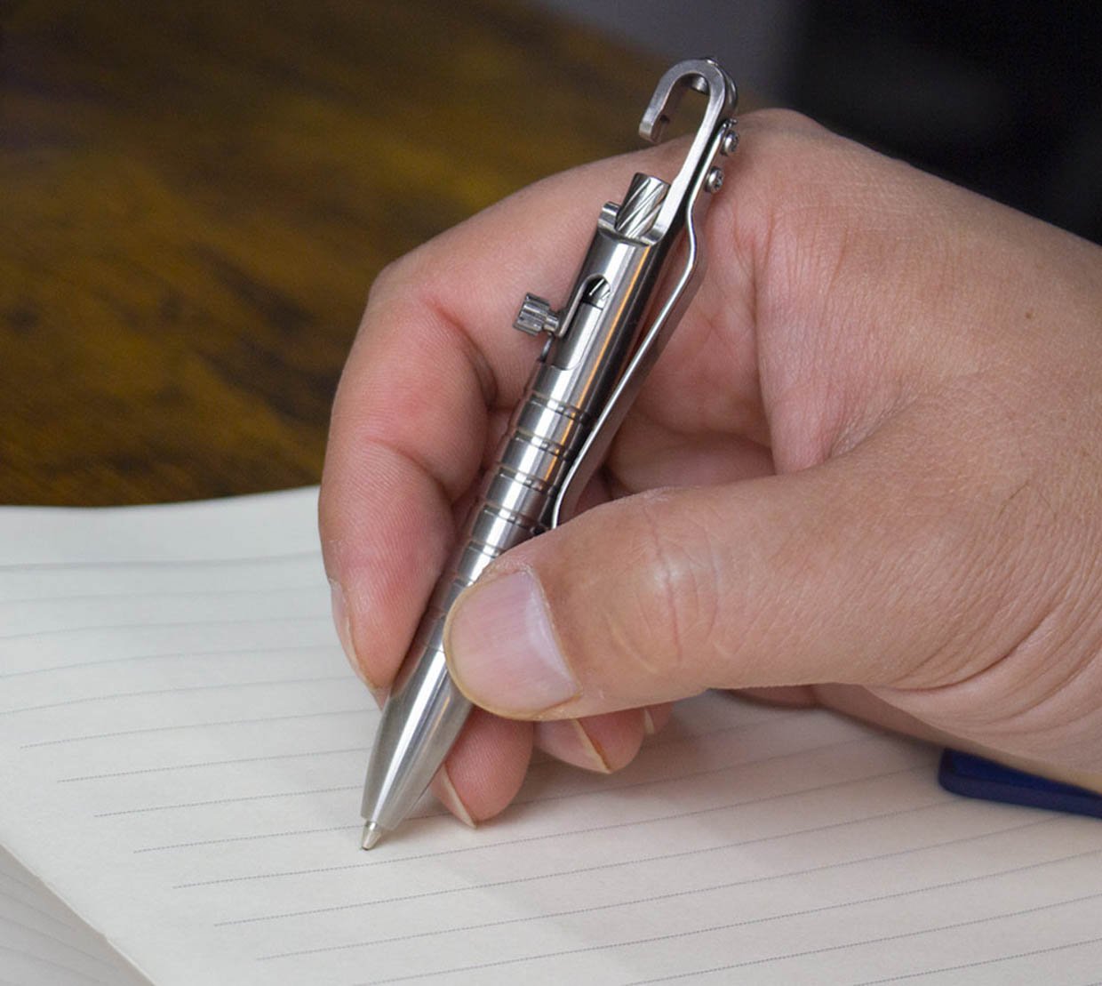 The TiMate Titanium Bolt Mini Pen Has a Locking Hook for Quick Connections