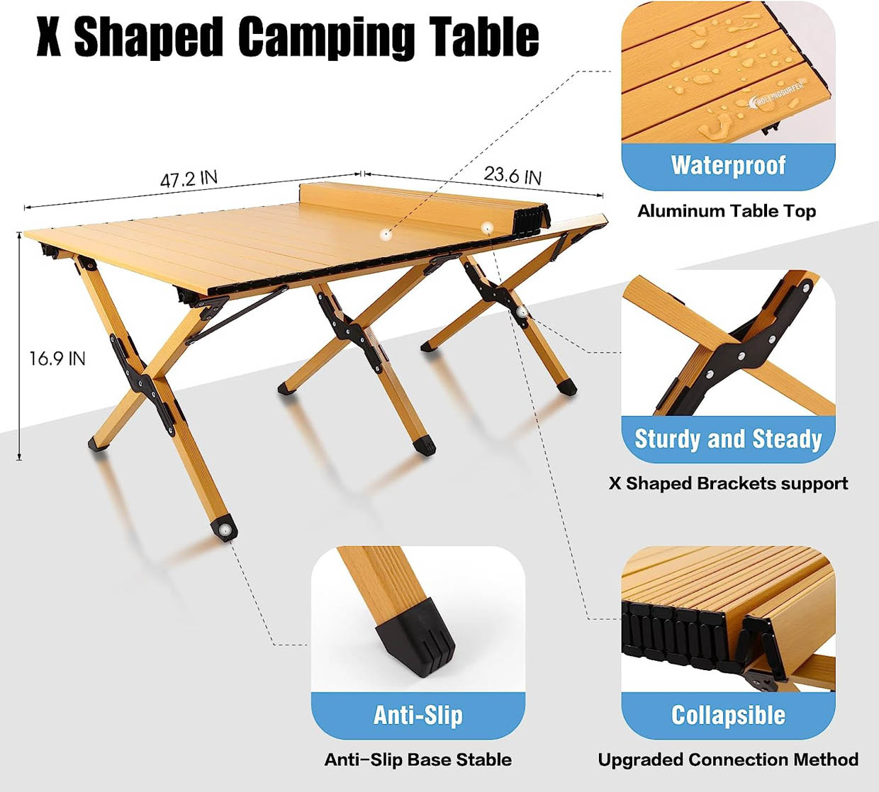 RollingSurfer Folding Camping Table