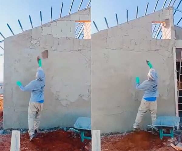 Tossing Cement onto a Wall