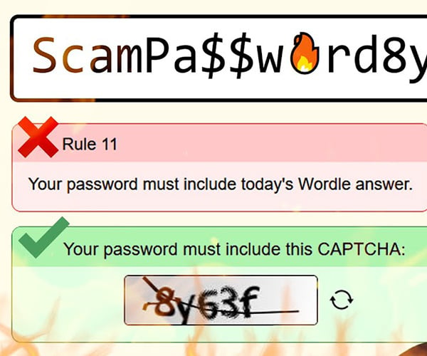 Frustrating Scammers with The Password Game