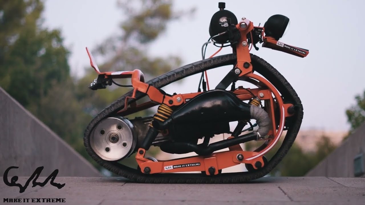 Building a Unique Motorbike That Runs on a Single Tire Tread, image size:1280x720